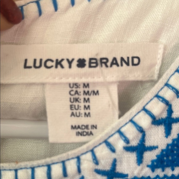 Lucky Brand White Dress with Blue Embroidery - Picture 2 of 5